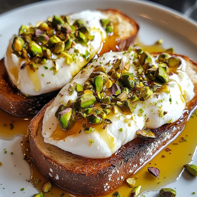 Burrata-Toast mit Pistazien und heißem Honig