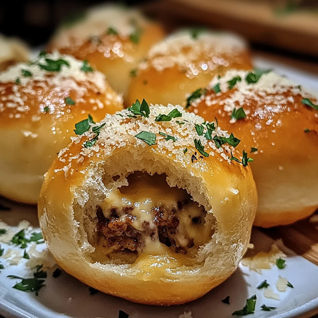 Cheeseburger-Bomben mit Knoblauch und Parmesan