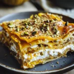 Cremige Kürbislasagne mit Ricotta und Pistazien