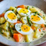 Eierfrikassee mit Kartoffeln und Gemüse