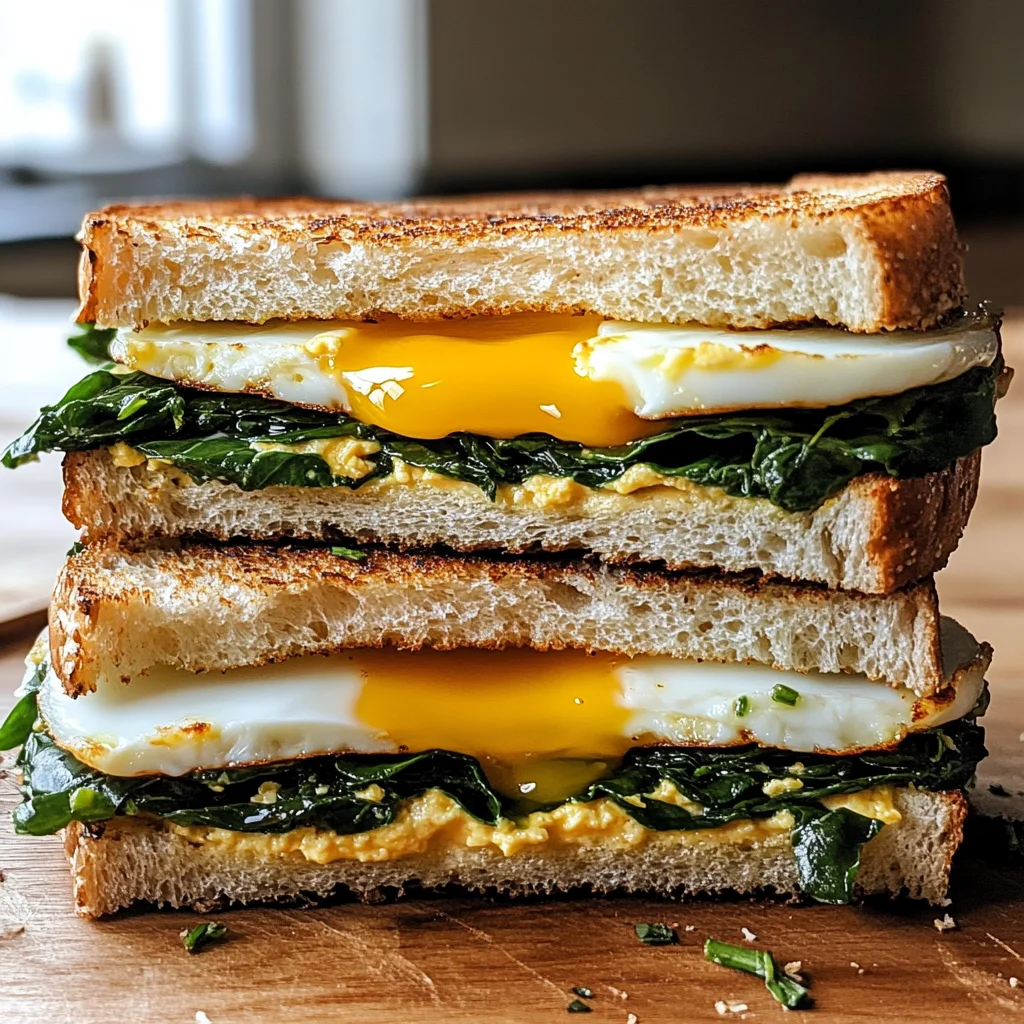 Frühstückssandwich mit Spinat und Ei