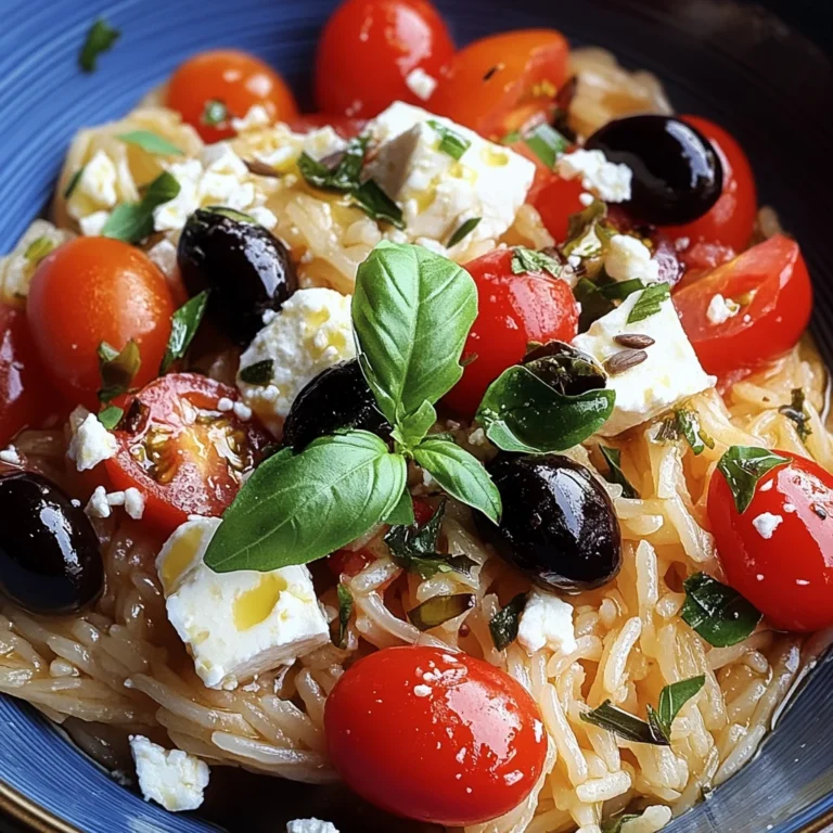 Griechische Reisnudeln mit Tomaten, Feta und Oliven