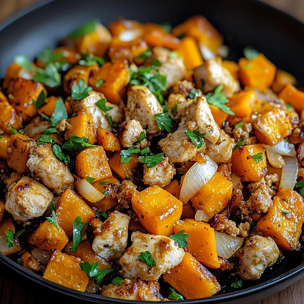 Hackfleisch aus Huhn und Süßkartoffeln