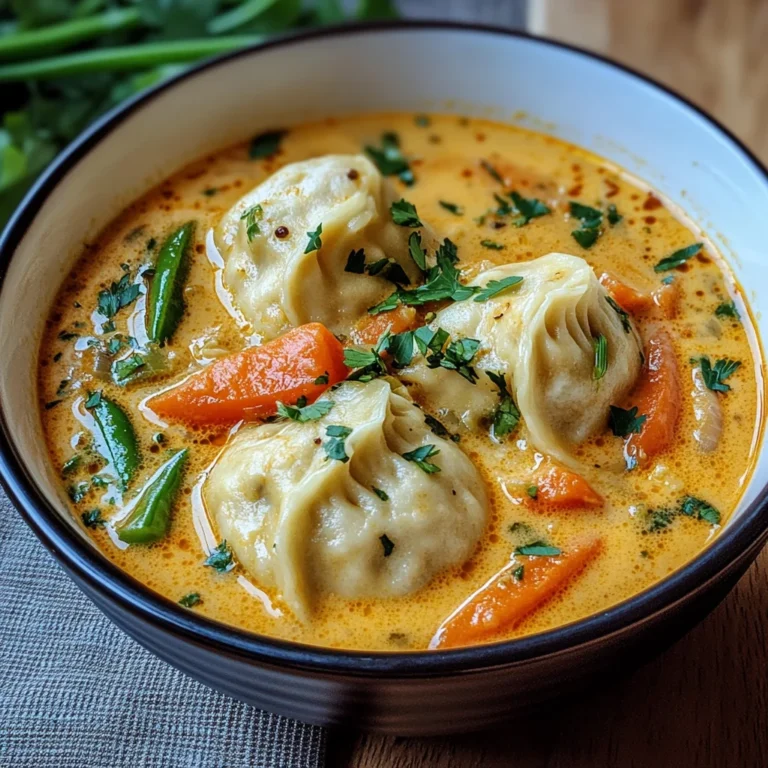 Kokosnuss-Curry-Suppe mit Knödeln