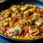 Orzo-Pfanne mit Paprikahuhn