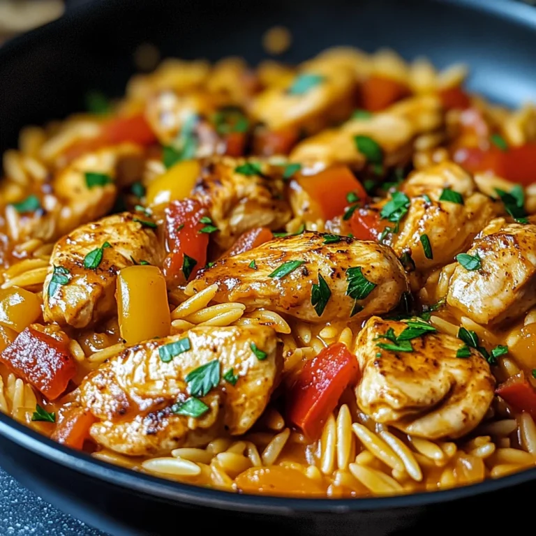 Orzo-Pfanne mit Paprikahuhn