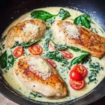 Parmesan-Hähnchen mit Spinat