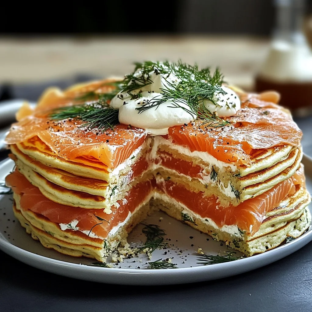 Pfannkuchen-Torte mit Lachs