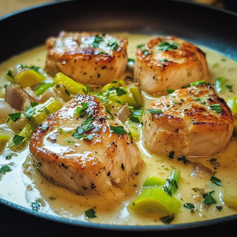 Putenmedaillons in Lauch-Sahne-Sauce