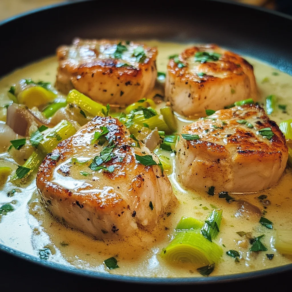 Putenmedaillons in Lauch-Sahne-Sauce