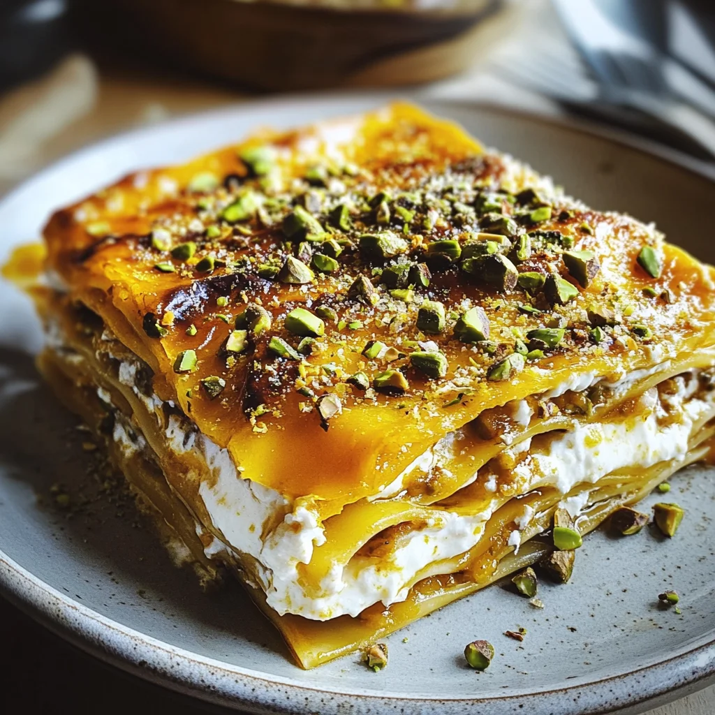 Cremige Kürbislasagne mit Ricotta und Pistazien