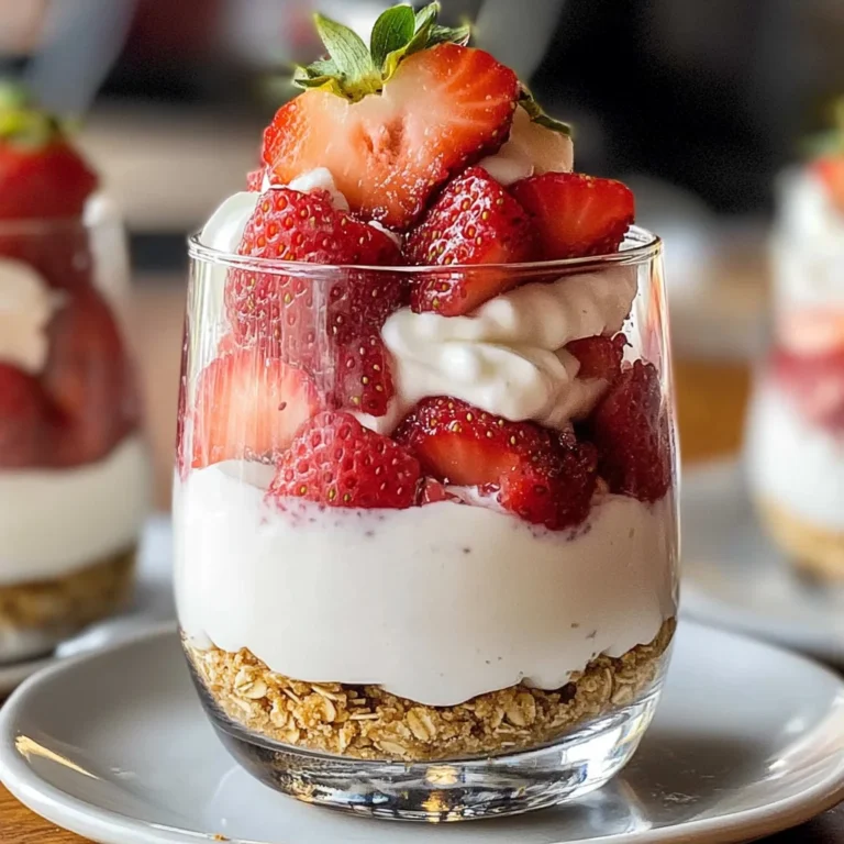 Erdbeer-Dessert im Glas mit Joghurt