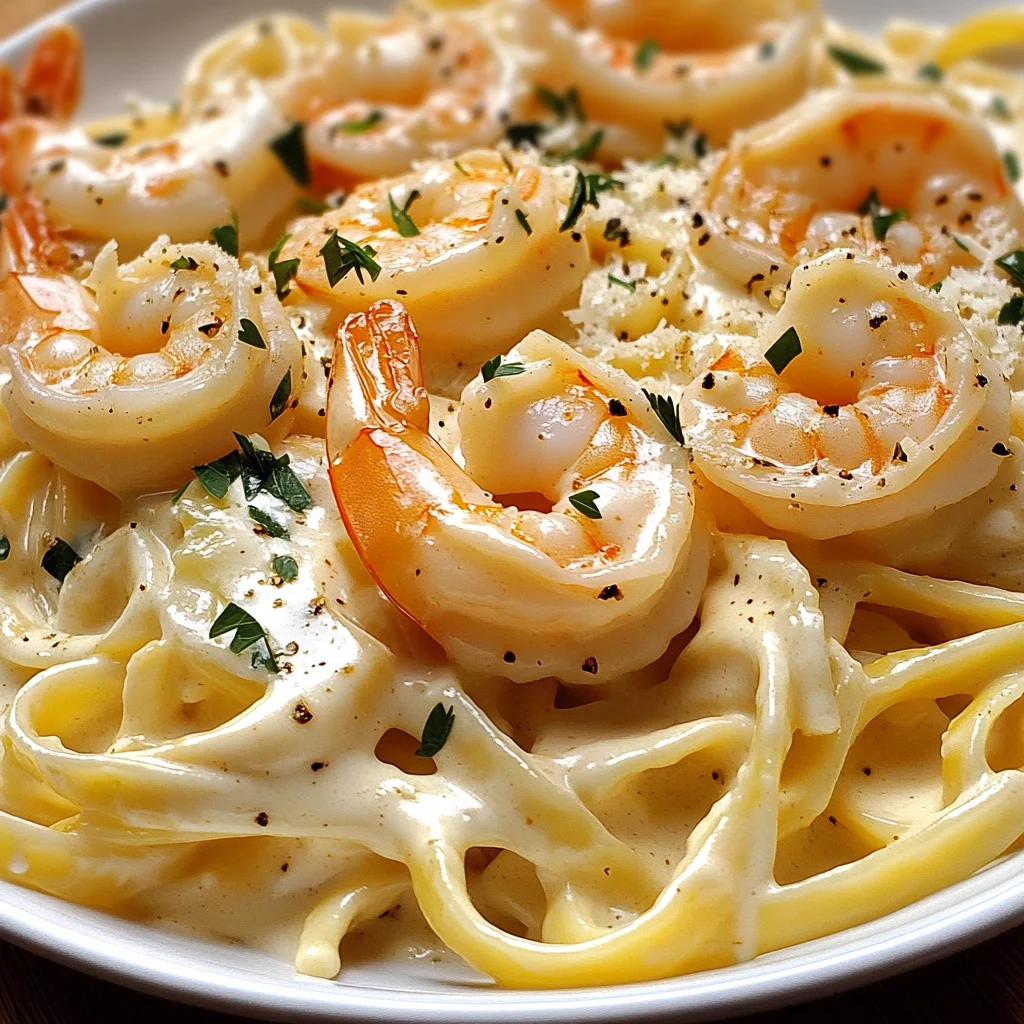 Fettuccine Alfredo mit Garnelen