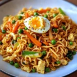 Gebratene Nudeln mit Gemüse und Ei