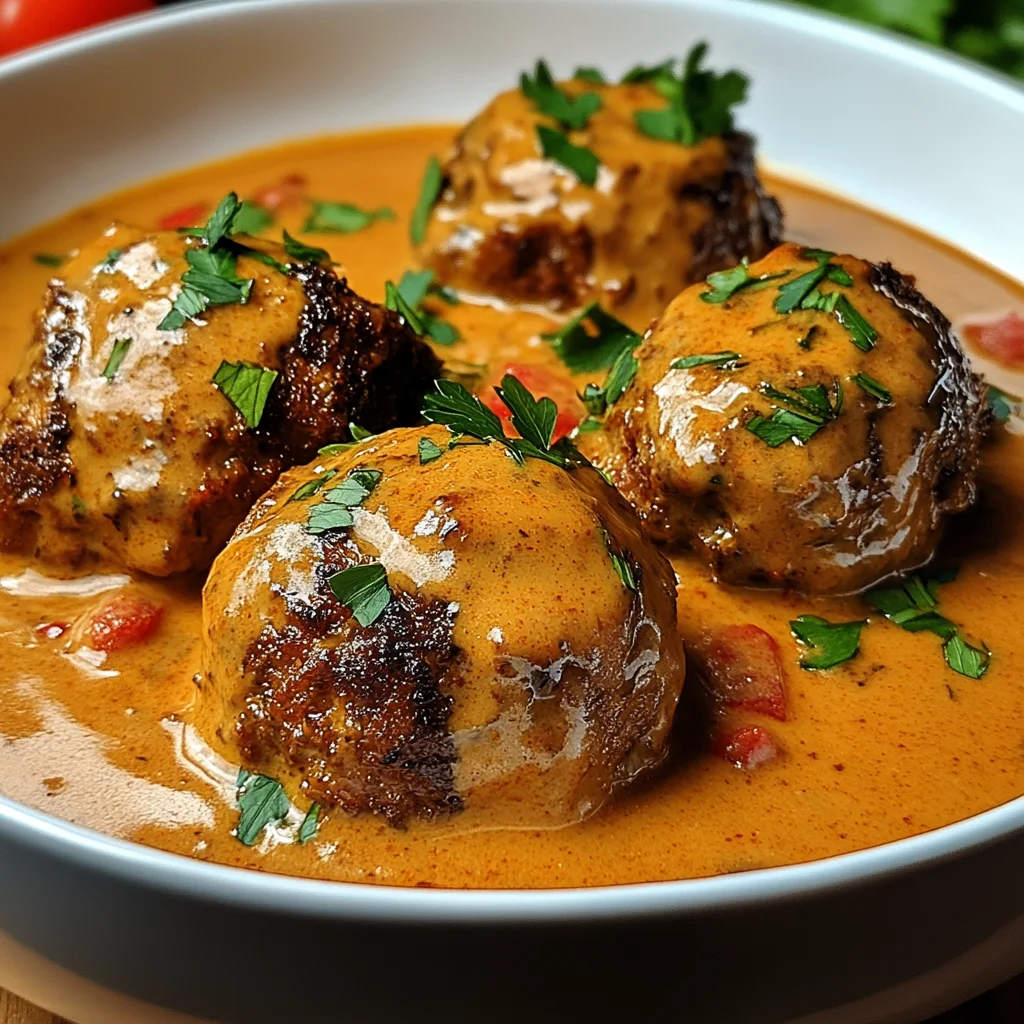 Hackbällchen in cremiger Paprikasoße