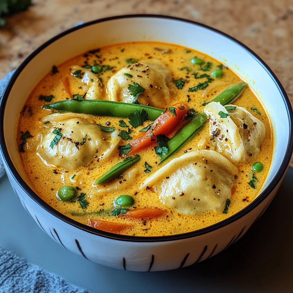 Kokosnuss-Curry-Suppe mit Knödeln