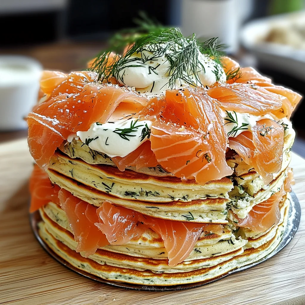 Pfannkuchen-Torte mit Lachs