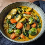 Rosenkohl-Curry mit Spinat, Möhren und Lauch