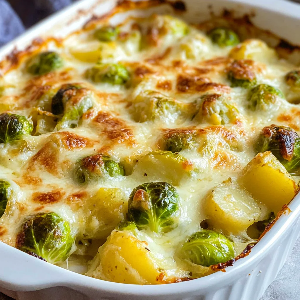 Rosenkohlauflauf - mit Kartoffeln & Käse